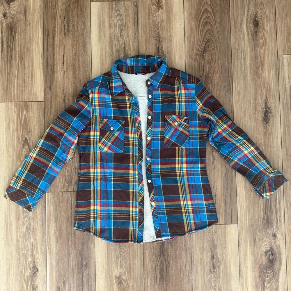 Vintage Style Sherpa Lined Plaid Flannel Shirt Jacket – Debao – M